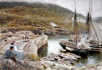 Boscastle (akvarell og kroppsfarge på papir) av Albert Goodwin