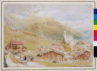 Engelberg, søndag morgen, ca. 1909-11 (penn og blekk, wc) av Albert Goodwin