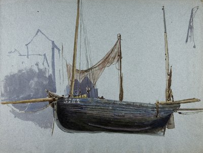 Fiskebåt 57BX (akvarell og kroppsfarge på tonet papir) av Albert Goodwin