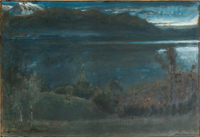 Gossau, Vierwaldstättersjøen (olje og akvarell med blekk og kroppsmaling på papir på plate) av Albert Goodwin