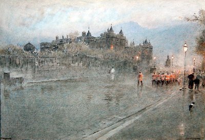 Holyrood, Edinburgh (penn og blekk med akvarell på papir) av Albert Goodwin