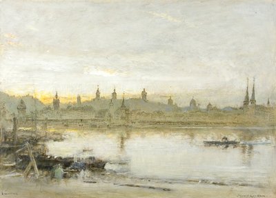 Lucerne (olje, penn og blekk på papir) av Albert Goodwin