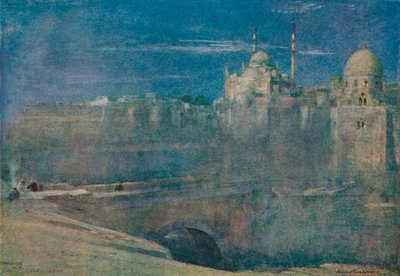 Måneskinn på citadellet, Kairo, c1890 av Albert Goodwin