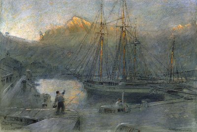 Havnen i Sollo, Mallorca, av Albert Goodwin