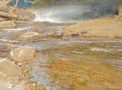 The Rapids/ Above the Waterfall (akvarell og kroppsfarge på papir) av Albert Goodwin