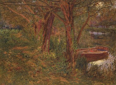 The River at Dusk (wc med kroppsfarge på papir) av Albert Goodwin