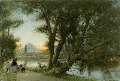 The Village of..., ca. 1860-c. 1932 (olje, penn og blekk om bord) av Albert Goodwin