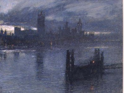Westminster fra Lambeth Bridge av Albert Goodwin