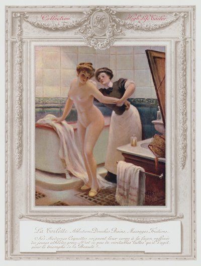 Belle Epoque Paris, fasjonabel dame som bader av Albert Guillaume