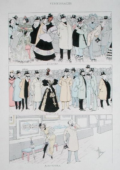 Galleriåpninger, ca. 1900 (farge litho) av Albert Guillaume
