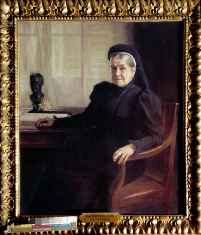 Portrett av Madame Pasteur (1854-1905), enke etter den franske legen Louis Pasteur (1822-1895) i 1899” Maleri av Albert Edelfelt (1854-1905) 1899 Paris, Musee Pasteur - Portrett av Madame Pasteur 4-190855, (19085) av den franske legen Louis Pasteur (1822- av Albert Gustaf Aristides Edelfelt