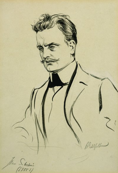 Portrett av komponisten Jean Sibelius, liten halvlengde, av Albert Gustaf Aristides Edelfelt