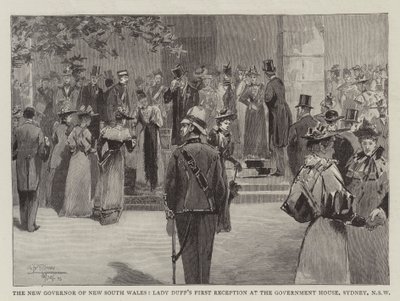 Den nye guvernøren i New South Wales, Lady Duffs første mottakelse i regjeringshuset, Sydney, New South Wales av Albert Henry Fullwood