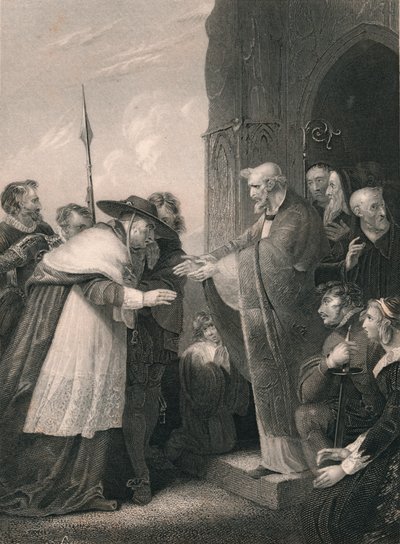 Kardinal Wolsey går inn i Abbey of Leicester, 1530, midten av 1800-tallet. av Albert Henry Payne