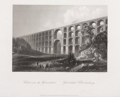 Viadukt over Golzschthal, Sachsen, ca. 1840 av Albert Henry Payne