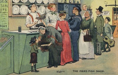 Den stekte fiskebutikken (chromolitho) av Albert Jnr. Ludovici