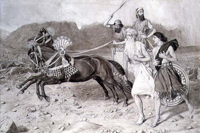 Elias løper til Jisreel foran Akabs vogn av Albert Joseph Moore