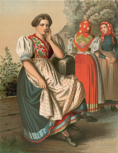 Tysk drakt, Schlesien, Tzarnowany av Albert Kretschmer