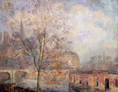 VÅR FRU I PARIS I HØST - XIX / XX ÅRHUNDRE - FRANSK IMPRESSJONISME av Albert Lebourg