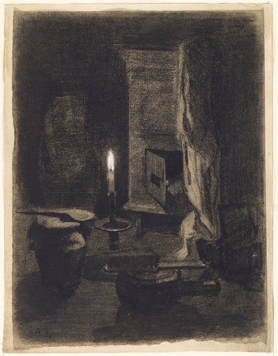 Stilleben med stearinlys av Albert Lebourg