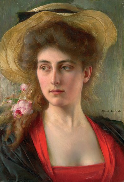 Elegante (olje på panel) av Albert Lynch