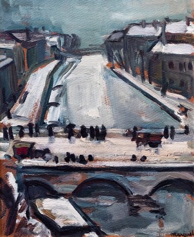 Bro over Seinen om vinteren, ca. 1906 (olje på papp) av Albert Marquet
