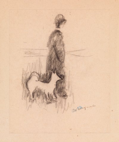Figur med en hund (tegning på papir) av Albert Marquet