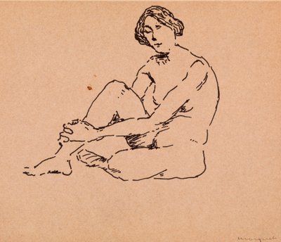 Sittende naken (penn og blekk på papir) av Albert Marquet