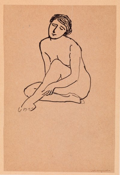 Naken kvinne sitter (penn og blekk på papir) av Albert Marquet