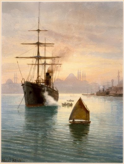 Istanbul, port / akvarell av Albert Nikolajewitsch Benois av Albert Nikolajewitsch Benois