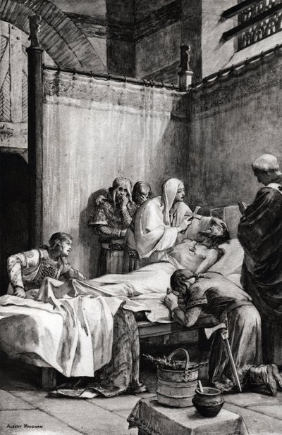 Clovis I av frankernes død i Paris 27. november 511 - Clovis død - tegning av Albert Maignan (1845-1908) - av Albert Pierre Rene Maignan