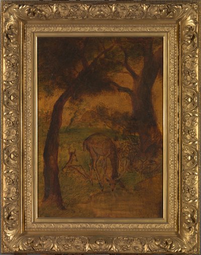 En hjort som drikker, ca. 1870-årene. av Albert Pinkham Ryder