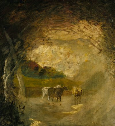 Landskap med trær og storfe, før 1897. av Albert Pinkham Ryder