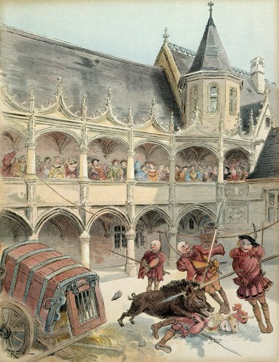 Amboises villsvin. Under feiringer etter fremtiden til kong Francois I (1494-1547) i 1515, rev et løst villsvin på gårdsplassen til Chateau d
