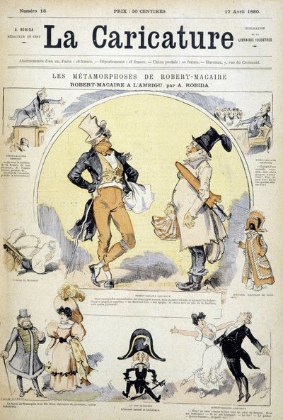 Tegneserier om skuespilleren Robert Macaire av Robida, cov. “” La karikatur”” 17/7/1880. av Albert Robida