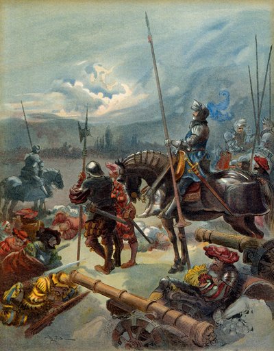 Femte italienske krig (1515-1516): Natten til Marignan (Italia), mellom 13. og 14. september 1515. Illustrasjon av Albert Robida