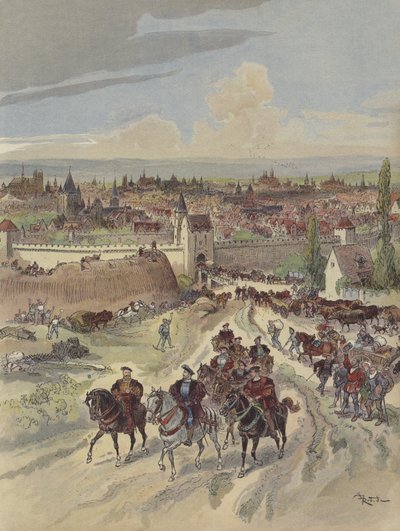 Francois I gjør arbeid på vollene i Paris av Albert Robida