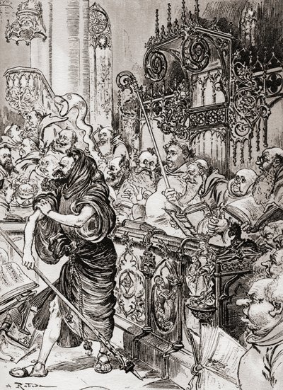 Bror Jean des Entommeures griper korsbastionen eller broder Johannes des Entommeures griper korsstaven. av Albert Robida