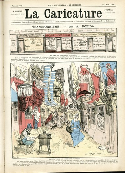 Illustrasjon av Albert Robida (1848-1926) for omslaget til La Caricature (1880) av Albert Robida
