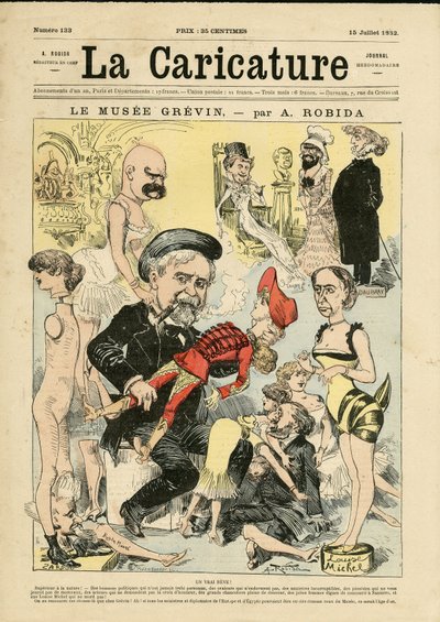 Illustrasjon av Albert Robida (1848-1926) for omslaget til La Caricature (1880) av Albert Robida