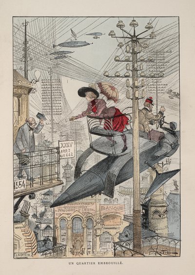 Illustrasjon for The Twentieth Century: Electrical Life av Albert Robida