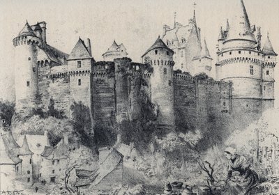La Chateau fort de Vitre en Ille-et-Vilaine - La vieille France - La Bretagne - text, drawings and lithographs, by Albert Robida (1848-1926) undated end 19th century av Albert Robida