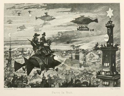 Paris om natten, det tjuende århundre, 1880. av Albert Robida