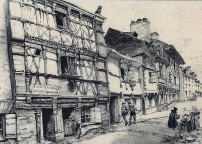 Rue Fardel a Saint Brieuc (Saint-Brieuc) - Gamle Frankrike - Bretagne - tekst, tegninger og litografier, av Albert Robida (1848-1926) udatert slutten av 1800-tallet av Albert Robida