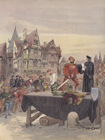 Saint Vallier benådes på chafauden av Albert Robida