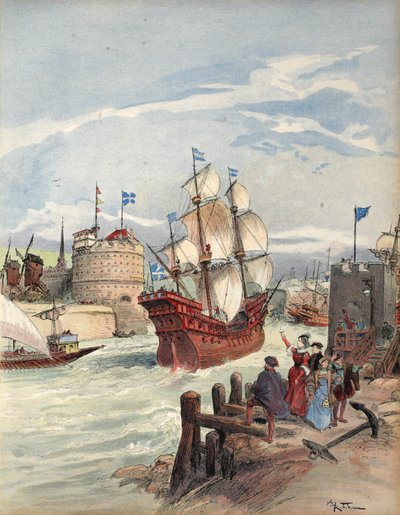 Kongens flåte i Havre: La Belle Francoise, illustrasjon fra 