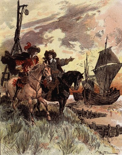 Kaptein Bellormeaus sjenanse - "" Bellormeau inspiserte Fort Philippe"". Karakter fra Albert Robidas bok. Omslag "" Den lille franskmannen illustrert""" av 16.12.1899. av Albert Robida