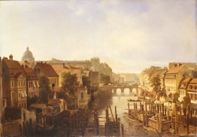 Utsikt over den lange broen fra Mühlendamm, 1850 av Albert Schwendy