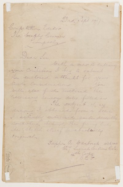 Brev til konkurranseredaktøren, 23. september 1917 av Albert Warbrick