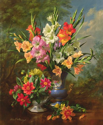 AB1062B Gladioli og Dahliaer av Albert Williams